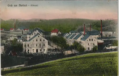 Ansichtskarte Marbach-Striegistal Stadtpartie Fabriken 1908