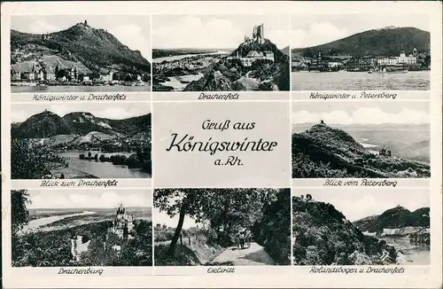 Ansichtskarte Königswinter Mehrbildkarte mit 8 Foto-Ansichten 1950