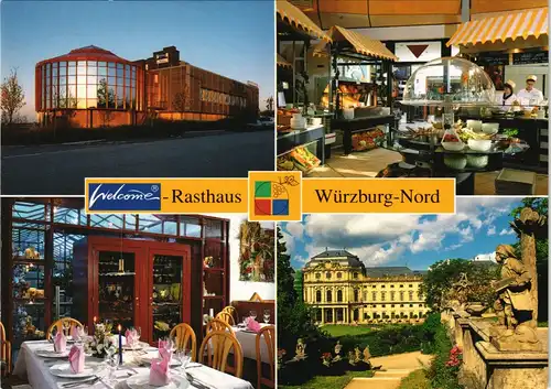 Ansichtskarte Würzburg Am Katzenberg Welcome Rasthaus Mehrbild-AK 2000