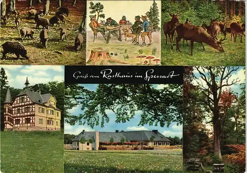 Rohrbrunn-Weibersbrunn AUTOBAHN-Rasthaus Spessart Mehrbidkarte 1964