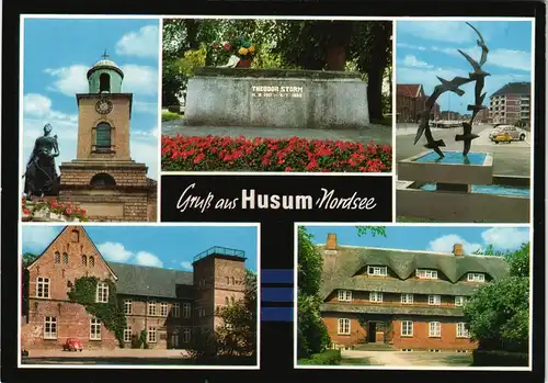 Ansichtskarte Husum Mehrbildkarte mit 5 Foto-Ansichten Ortsansichten 1975