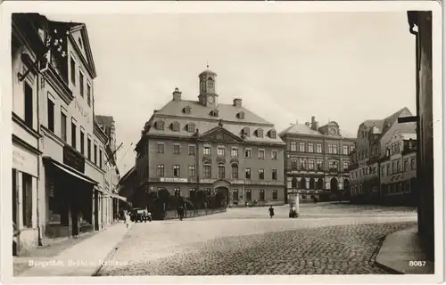 Ansichtskarte Burgstädt Brühl und Rathaus 1930