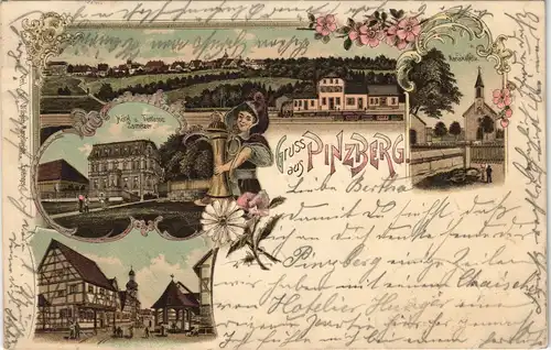 Ansichtskarte Litho AK Pinzberg Hotel, Restaurant, Straße 1897