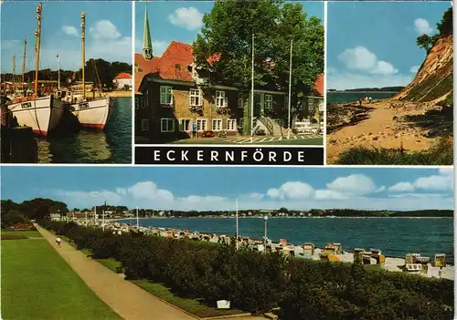 Ansichtskarte Eckernförde Mehrbild-AK 4 Ortsansichten 1970