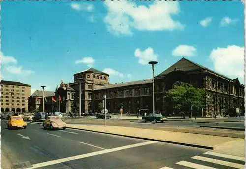 Ansichtskarte Nürnberg Hauptbahnhof Strassen Verkehr Autos VW Käfer 1966