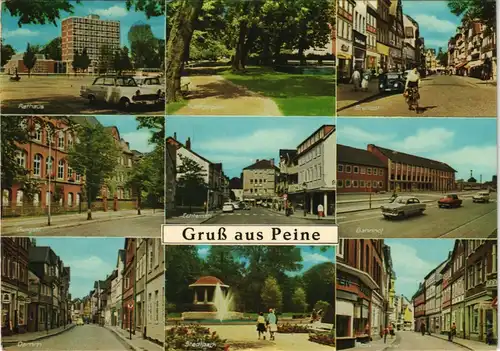 Ansichtskarte Peine Mehrbild-AK mit Bahnhof, Strassen & Plätzen 1975