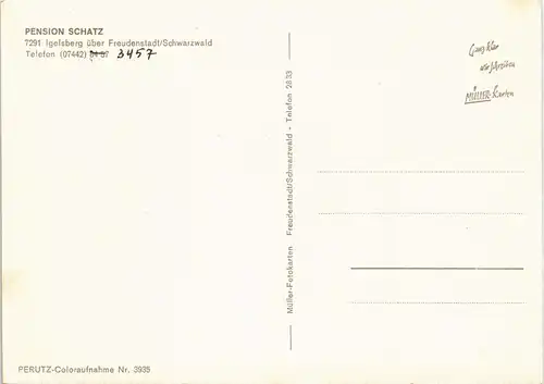 Igelsberg-Freudenstadt PENSION SCHATZ Mehrbild-AK 4 Ansichten 1970