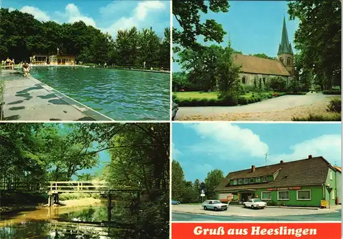 Heeslingen Mehrbild-AK Ortsansichten, Feinkosthaus Gaststätte Bargfrede  1980