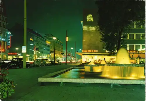 Ansichtskarte Duisburg Königstraße bei Nacht Abend-Beleuchtung 1970