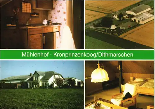 Kronprinzenkoog Ortsansichten mit Mühlenhof Nordseestraße, Mehrbildkarte 1980