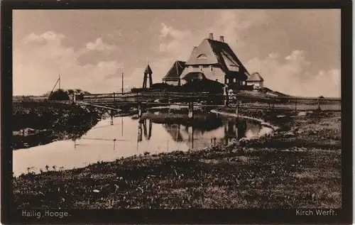 Ansichtskarte Hallig Hooge Kirch Werft 1914