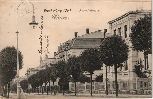 Ansichtskarte Frankenberg (Sachsen) Partie in der Humboldtstrasse 1908