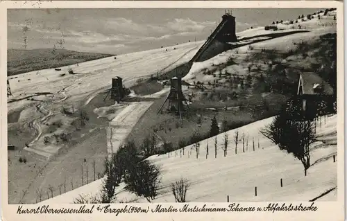 Ansichtskarte Oberwiesenthal Blick auf die Sprungschanze im Winter 1936