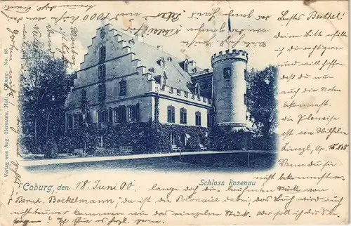 Ansichtskarte Coburg Schloss Rosenau - Blaudruck 1900