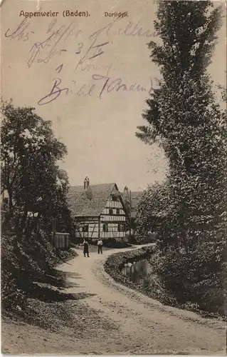 Ansichtskarte Appenweier Straße gel. mit Zensurstempel WK1 1918