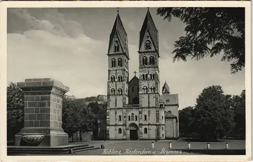 Ansichtskarte Koblenz Kastordom und Brunnen 1931