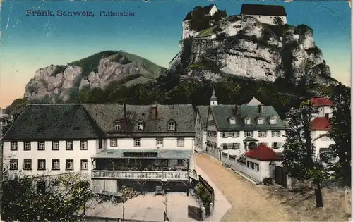 Ansichtskarte Pottenstein Straßenpartie und Burg 1913