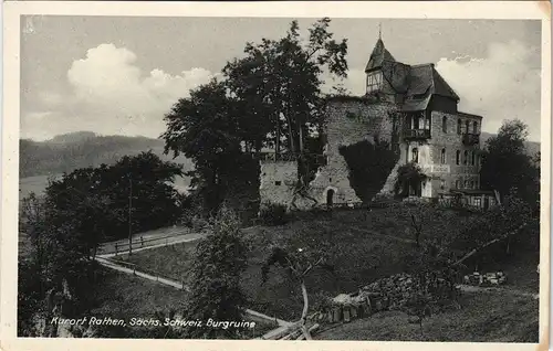 Ansichtskarte Rathen Burgruine 1930