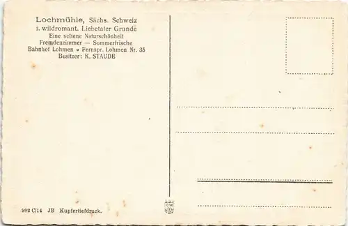 Ansichtskarte Lohmen (Sachsen) Lochmühle Liebethalergrund 2 Bild 1928