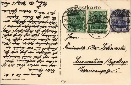 Weesenstein (Müglitz) Schloss Weesenstein gel. Stempel Pirna 1911