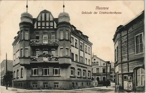 Ansichtskarte Meerane Gebäude der Ortskrankenkasse, Straße 1913