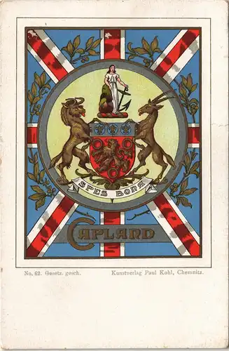Ansichtskarte  Heraldikkarte Spes Bona - Capland 1913 Goldrand