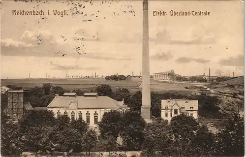 Ansichtskarte Reichenbach (Vogtland) Elektrische Überland-Zentrale 1921