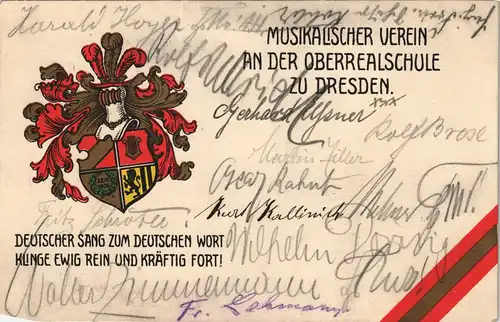 Ansichtskarte Dresden Studentika Musikalischer Verein Oberrealschule 1916