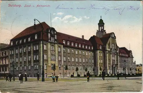 Ansichtskarte Duisburg Amtsgericht gel. Feldpost 1916
