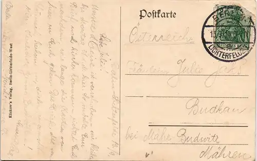Ansichtskarte Lichterfelde-Berlin Straßenpartie 1914