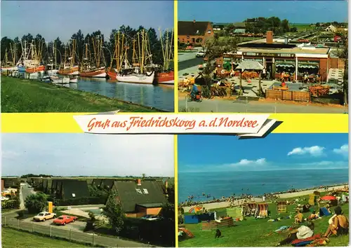 Ansichtskarte Friedrichskoog Mehrbild-AK 4 Ortsansichten 1980