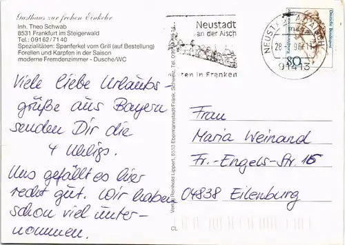 Frankfurt (Steigerwald) Gasthaus zur frohen Einkehr Inh. Theo Schwab 1996