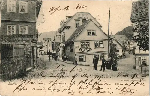 Ansichtskarte Ruhla Straßenpartie - Restaurant Tannhäuser 1904