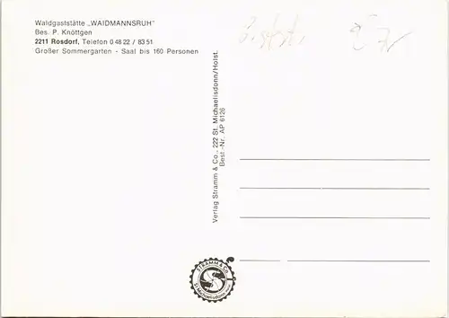 Rosdorf (Holstein) Waldgaststätte WAIDMANNSRUH Bes. P. Knöttgen 1975