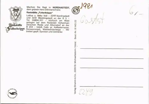 Nordhastedt Raststätte Futterkrippe Lothar u. Anke Voß, Mehrbild-AK 1970
