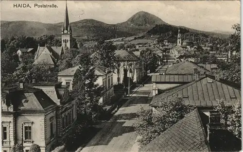 Postcard Haida Nový Bor Partie in der Poststraße 1922