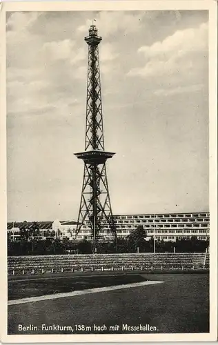 Ansichtskarte Charlottenburg-Berlin Funkturm und Messehallen 1930