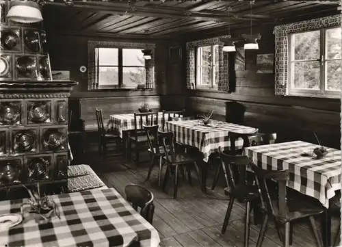 Ansichtskarte Ruhestein-Seebach DARMSTÄDTER HÜTTE, Innenansicht 1960