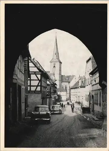 Ansichtskarte .Bayern Altes Auto und Fränkische Fachwerkbauten 1962