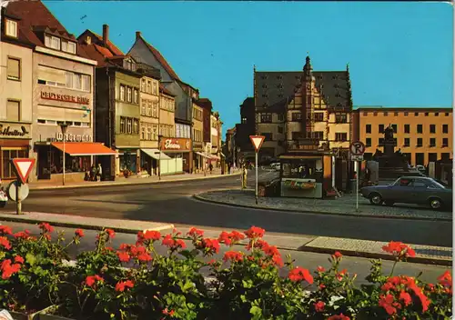 Ansichtskarte Schweinfurt Rathaus Marktplatz Kiosk & Geschäfte 1970