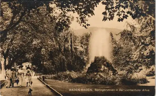 Ansichtskarte Baden-Baden Lichtentaler Allee, Springbrunnen - Frauen 1911