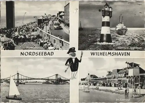 Ansichtskarte Wilhelmshaven Strandpromenade, Leuchtturm, Strand 1963