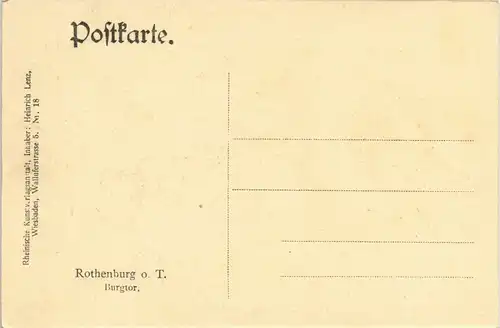 Ansichtskarte Rothenburg ob der Tauber Partie mit Burgtor 1910