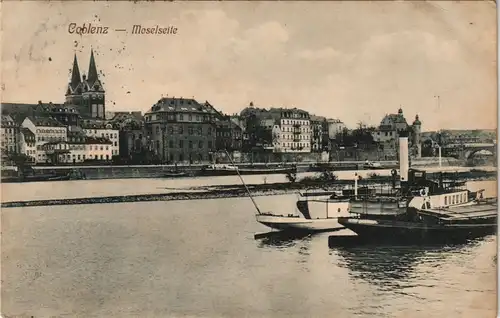 Ansichtskarte Koblenz Dampfer und Schlepper 1912