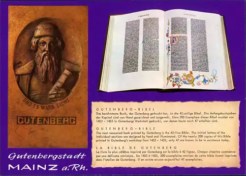 Ansichtskarte Mainz Gutenberg-Bibel 1990
