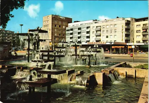 Wattenscheid-Bochum August-Bebel-Platz mit Springbrunnen, Wasserspiele 1990