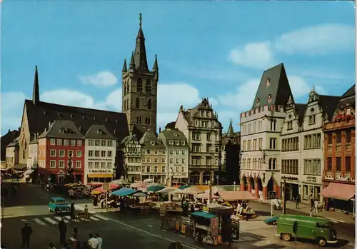 Ansichtskarte Trier Hauptmarkt, Markt Marktstände VW Bulli 1980