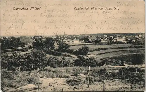 Ansichtskarte Ahlbeck (Usedom) Totalansicht, Blick vom Jägersberg 1915