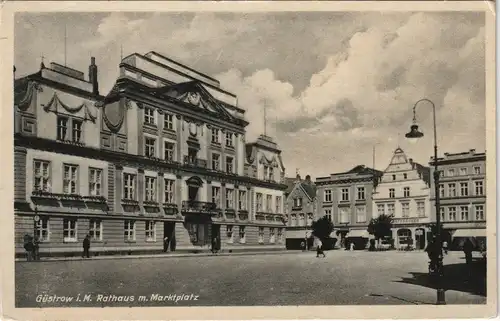 Ansichtskarte Güstrow Marktplatz 1951
