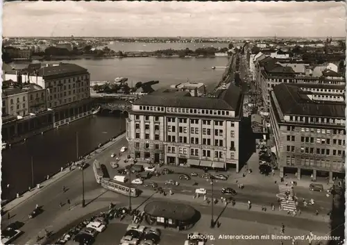 Ansichtskarte Hamburg Blick zu den Alsterarkaden 1960